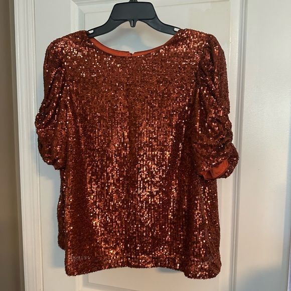 Anthropologie Tops - Anthropologie Copper Sequin Top